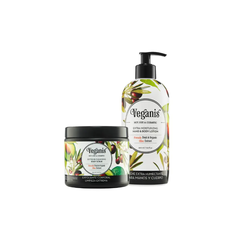 [25CPVE00002002] Kit Extra Humectante Para Piernas y Cuerpo Con Palta, y Extracto Organico de Oliva Veganis