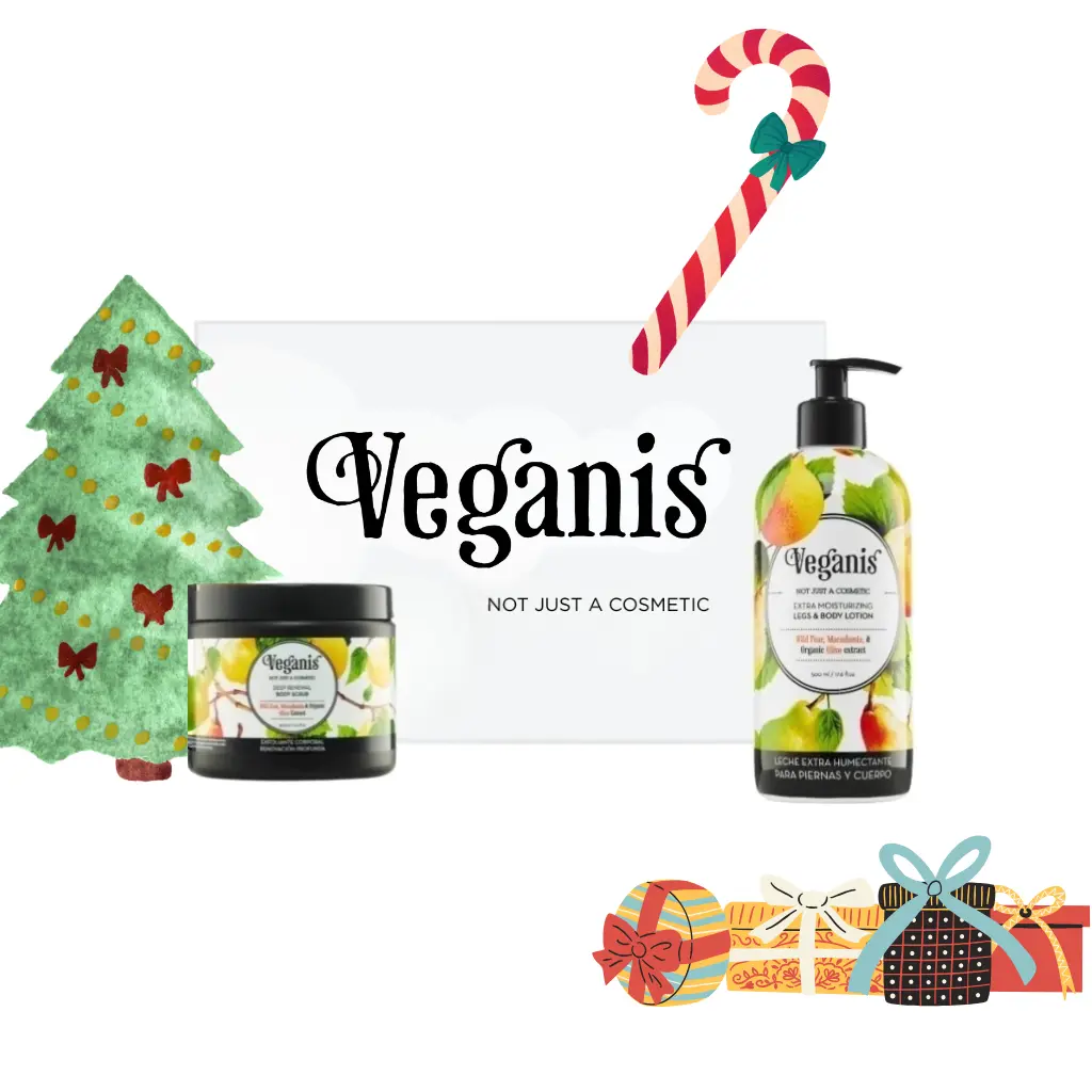 Kit Extra Humectante Para Piernas y Cuerpo Con Pera Silvestre, Macadamia y Extracto Organico de Oliva Veganis PROMO NAVIDAD