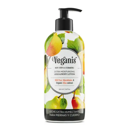 [25CPVE00000011] Leche Extra Humectante Para Piernas y Cuerpo Con Pera Silvestre, Macadamia y Extracto Organico de Oliva Veganis