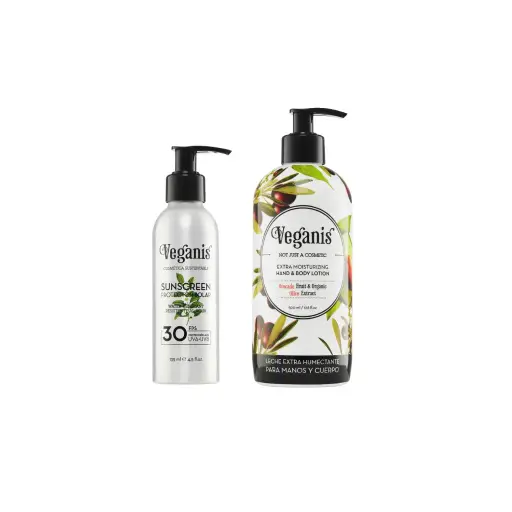 [25CPVE00002005] Kit Verano Leche Extra Humectante Con Palta y Extracto Orgánico de Oliva Veganis y Protector Solar FP 30